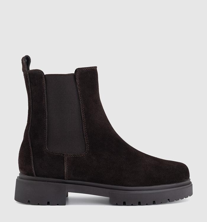 OFFICE Amalfi Chunky Chelsea Ankle Boots Brown Suede