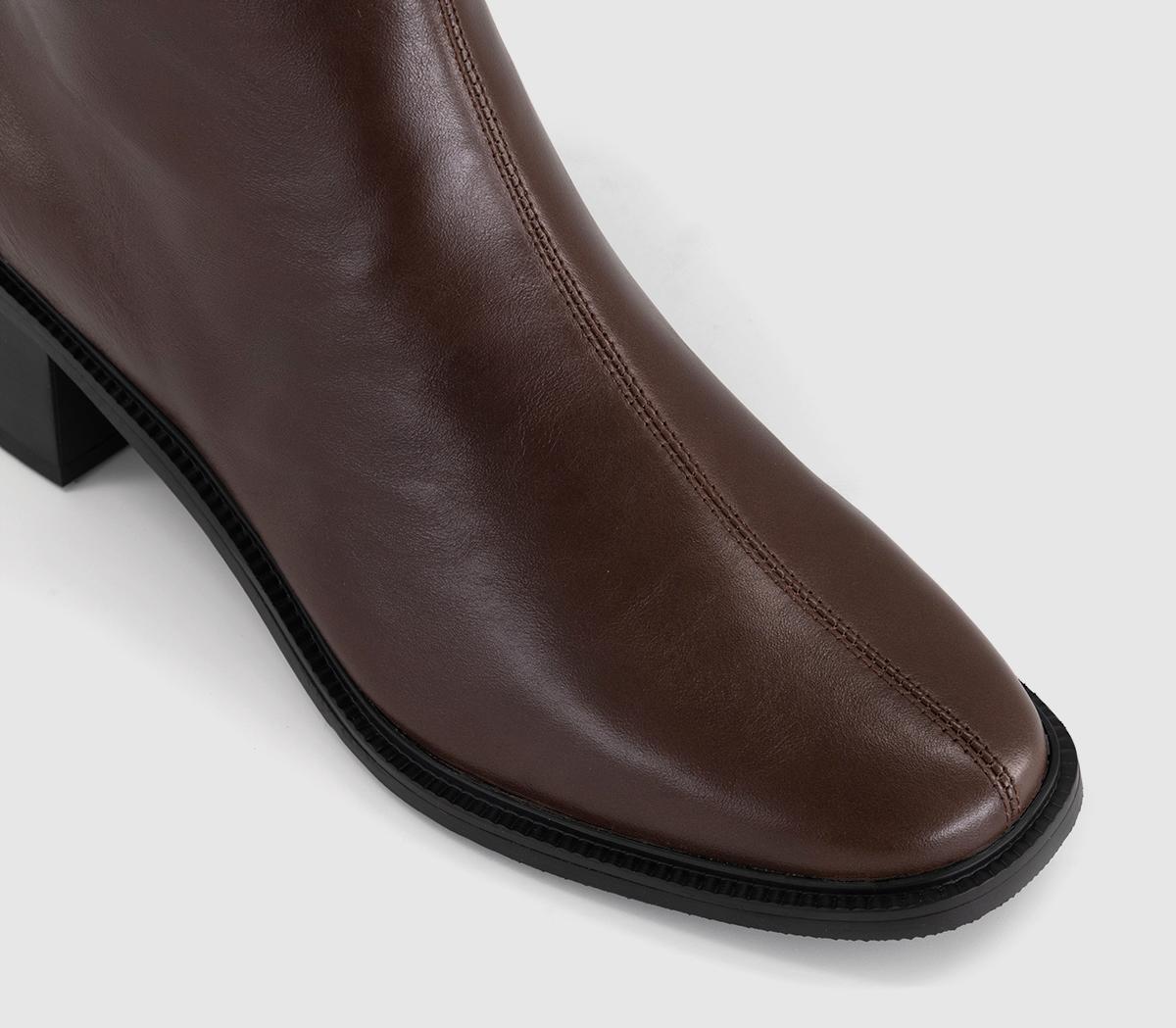 OFFICEAdore - Block Heel Ankle BootBrown Leather