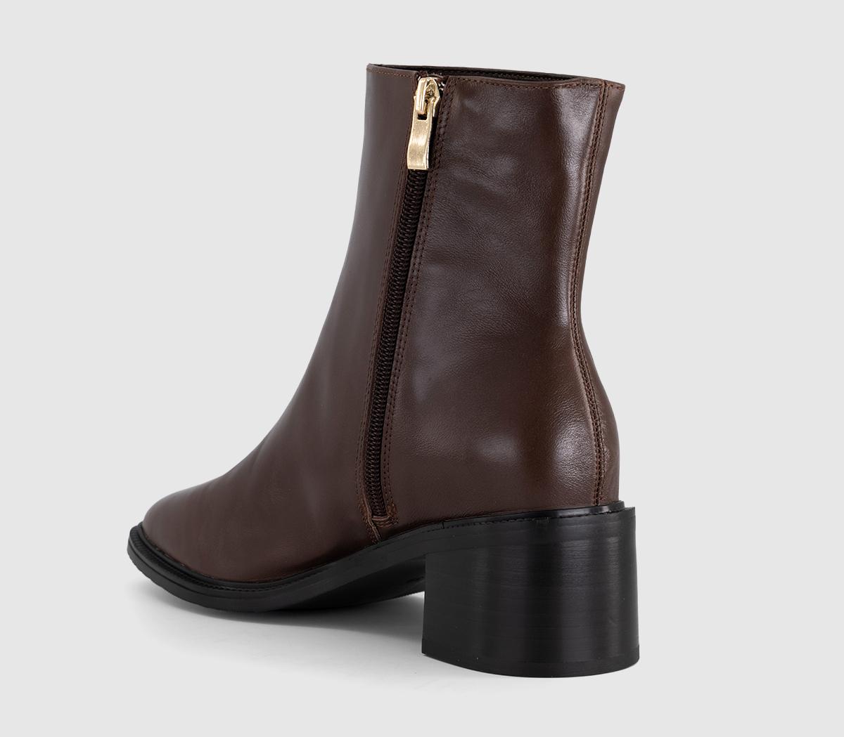 OFFICEAdore - Block Heel Ankle BootBrown Leather