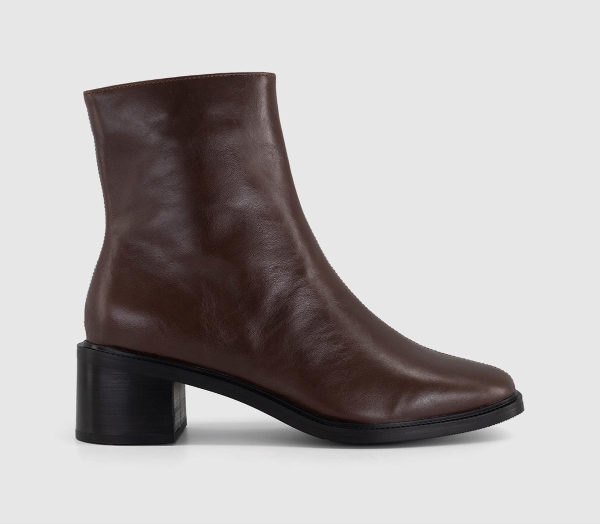 OFFICEAdore - Block Heel Ankle BootBrown Leather