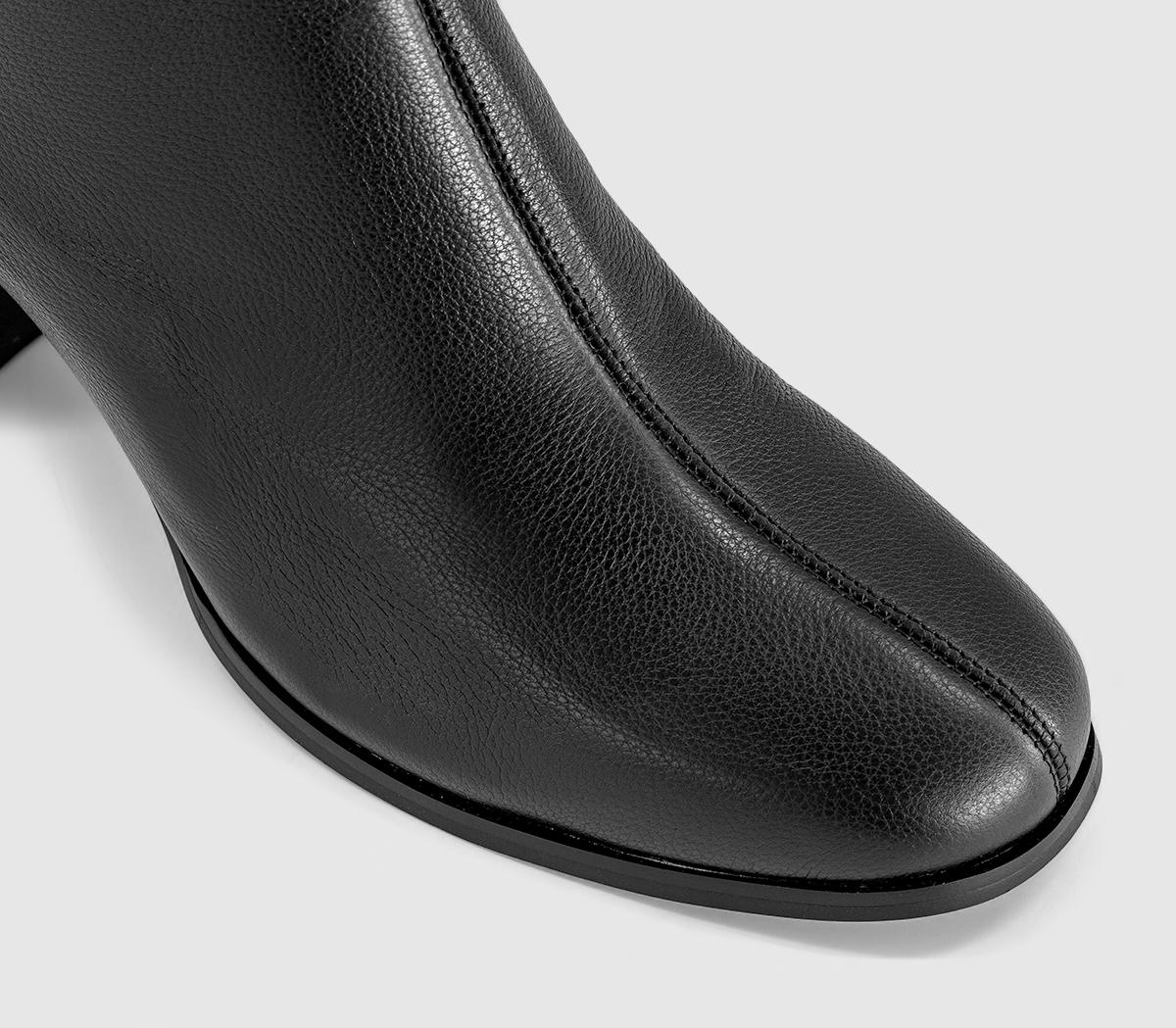 OFFICEAvenue Round Toe Block Heel Ankle BootsBlack Leather