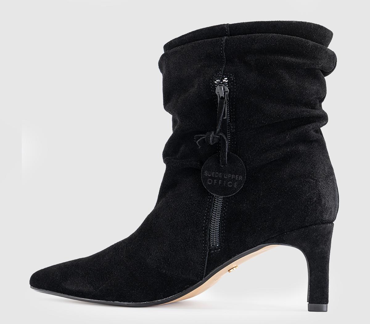 OFFICEAmore Ruched Leg Ankle BootsBlack Suede