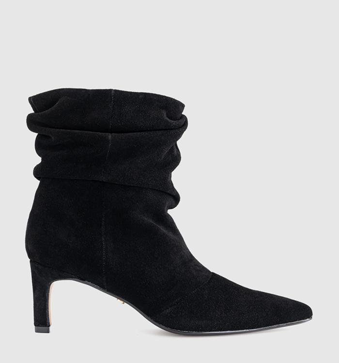 OFFICE Amore Ruched Leg Ankle Boots Black Suede