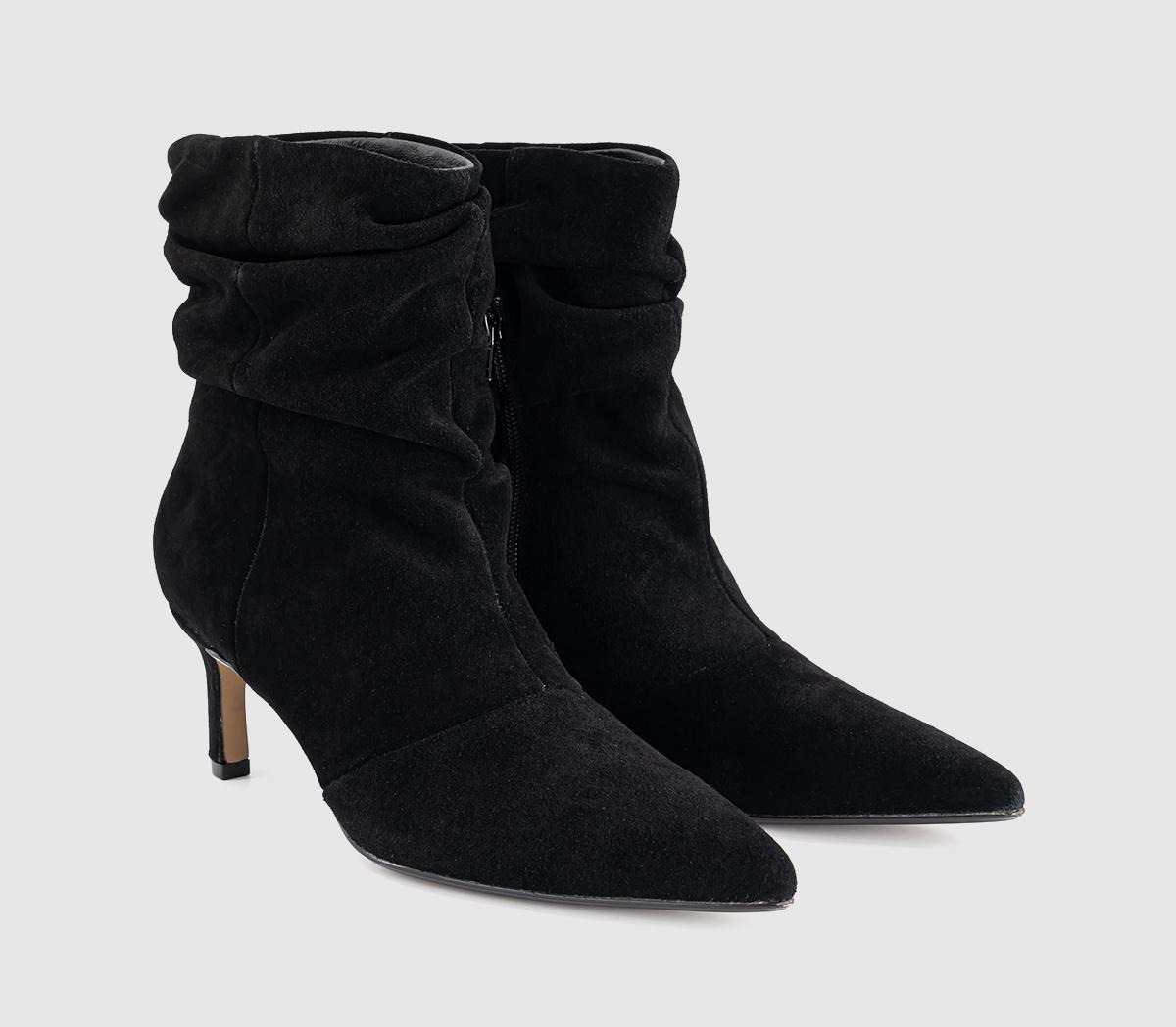 OFFICEAmore Ruched Leg Ankle BootsBlack Suede