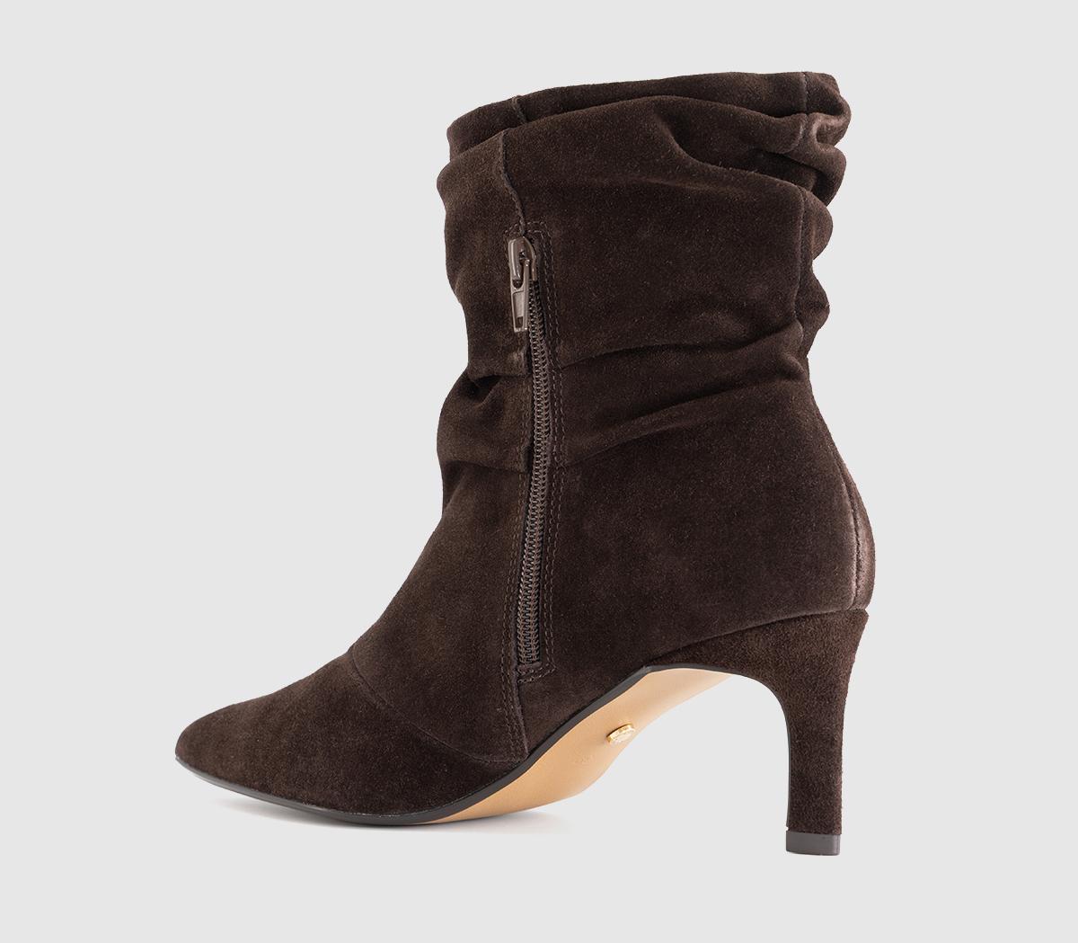 OFFICEAmore Ruched Leg Ankle BootsBrown Suede