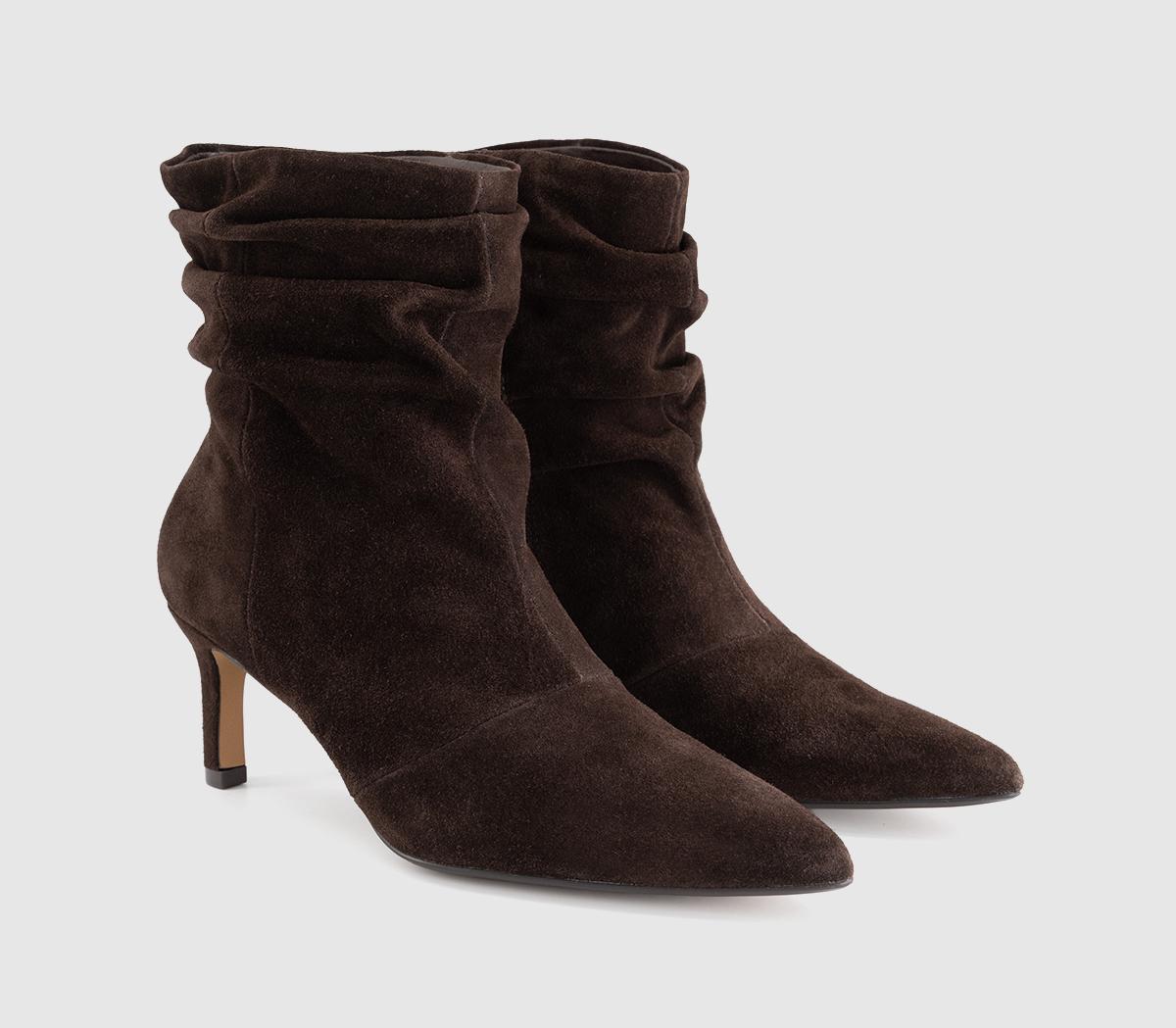 OFFICEAmore Ruched Leg Ankle BootsBrown Suede