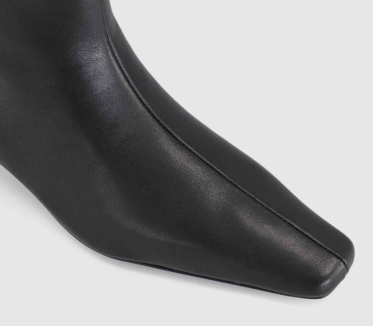OFFICEApricot Low Heel Chisel Toe BootsBlack Leather