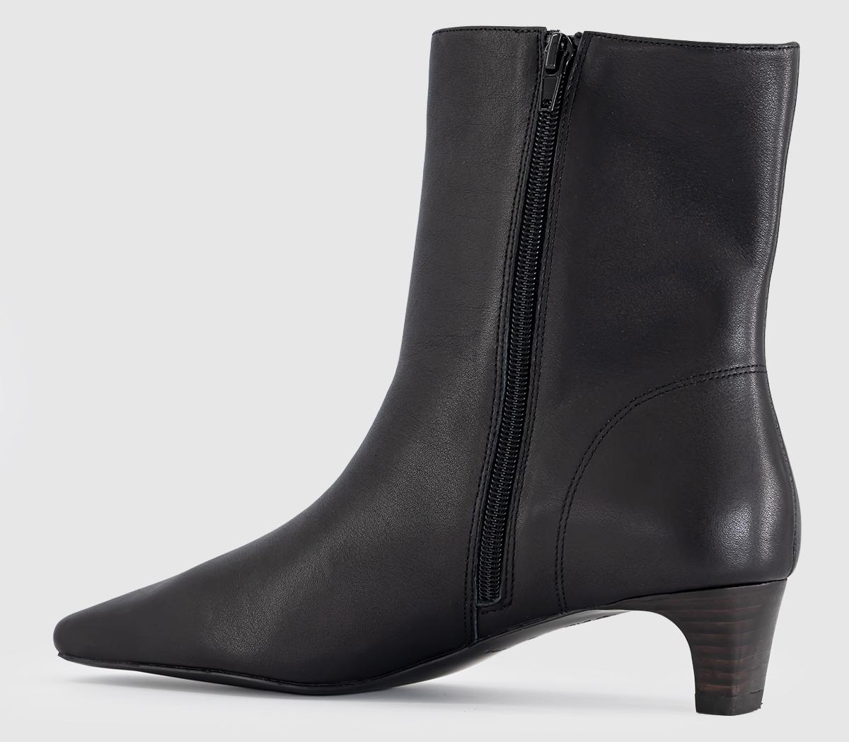 OFFICEApricot Low Heel Chisel Toe BootsBlack Leather