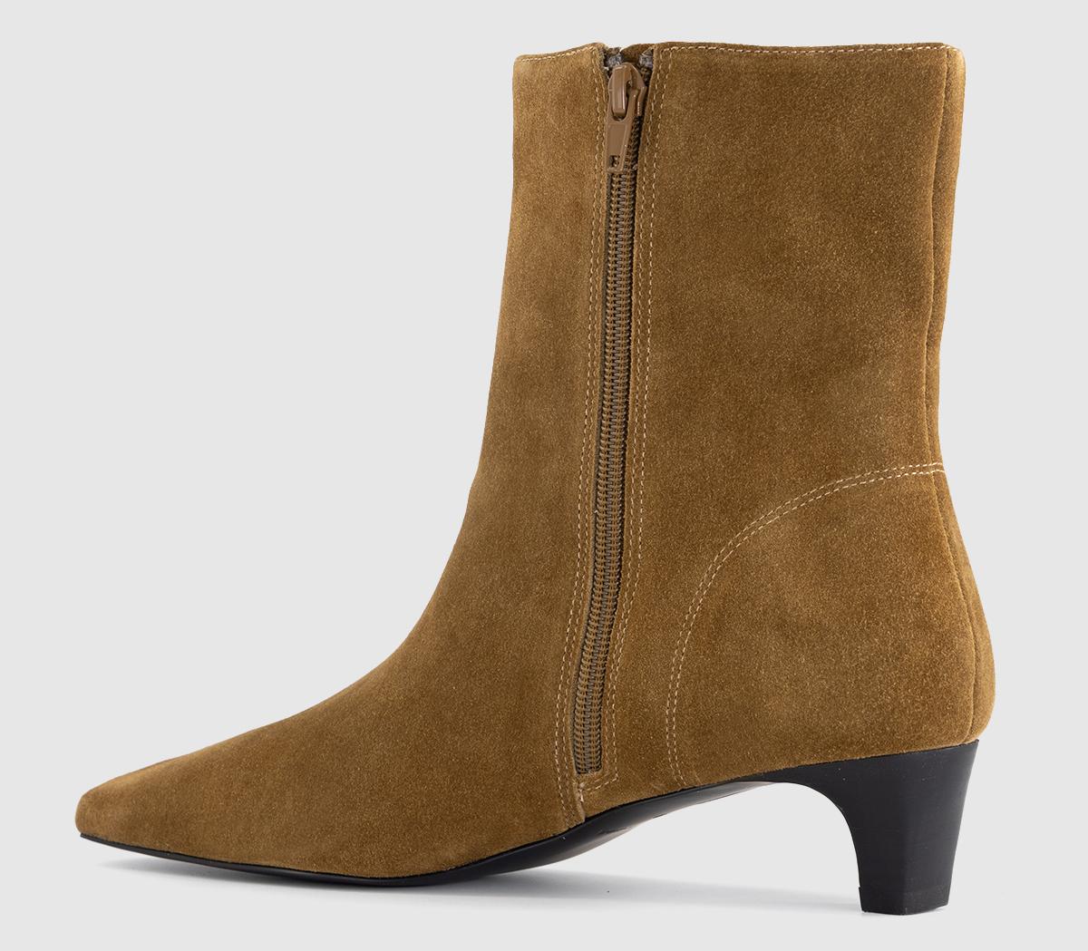 OFFICEApricot Low Heel Chisel Toe BootsTan Suede