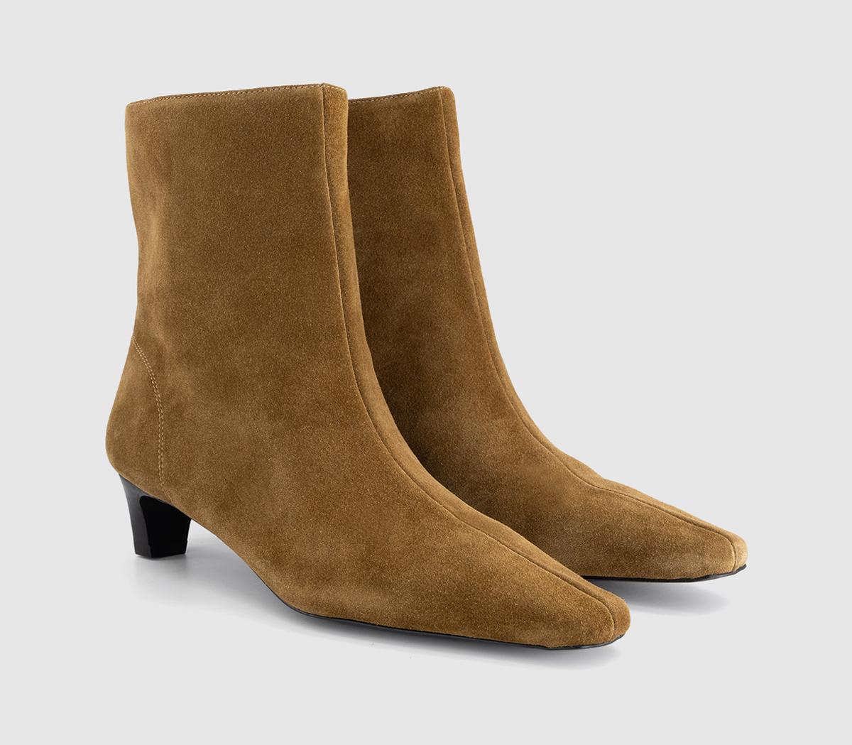 OFFICEApricot Low Heel Chisel Toe BootsTan Suede