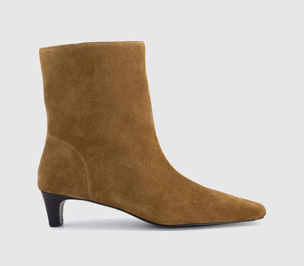 OFFICEApricot Low Heel Chisel Toe BootsTan Suede