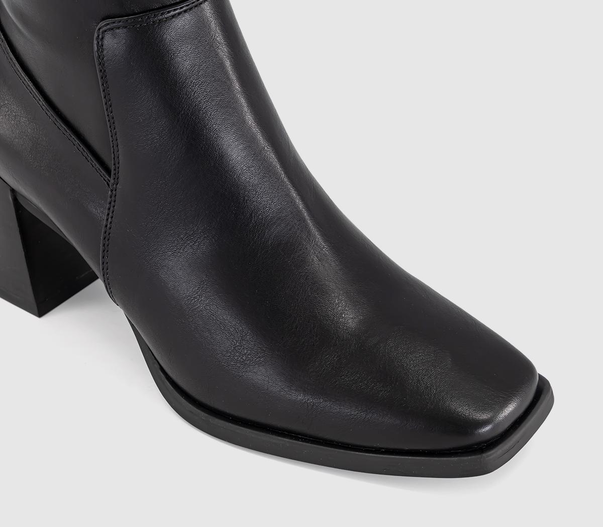 OFFICEKiwi Stretch Leg Block Heel Knee BootsBlack