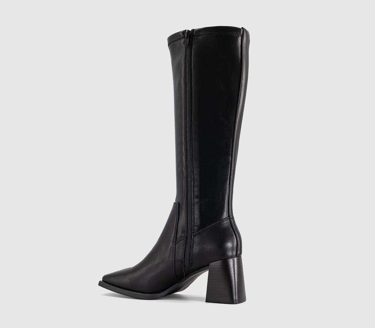 OFFICEKiwi Stretch Leg Block Heel Knee BootsBlack