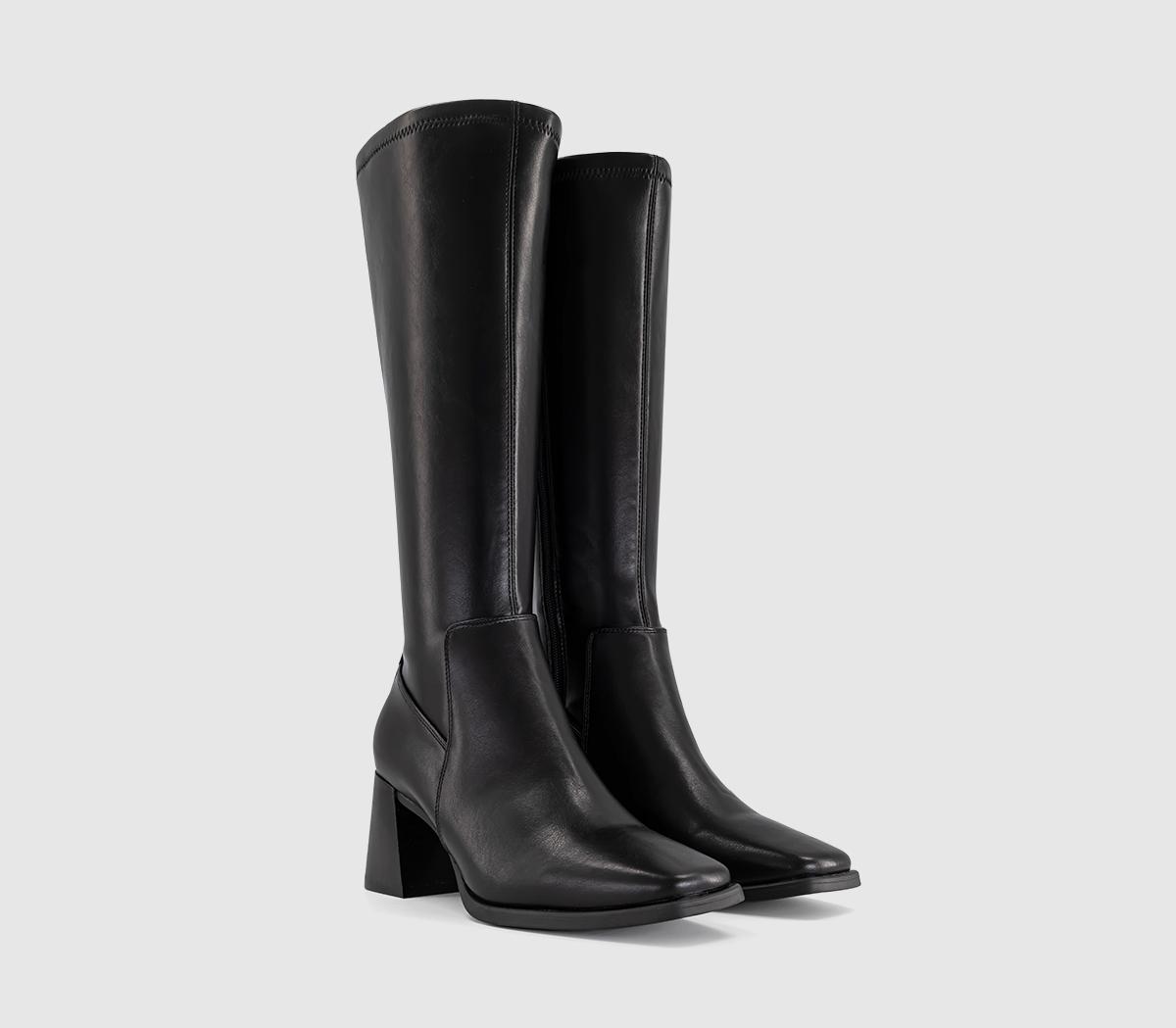OFFICEKiwi Stretch Leg Block Heel Knee BootsBlack