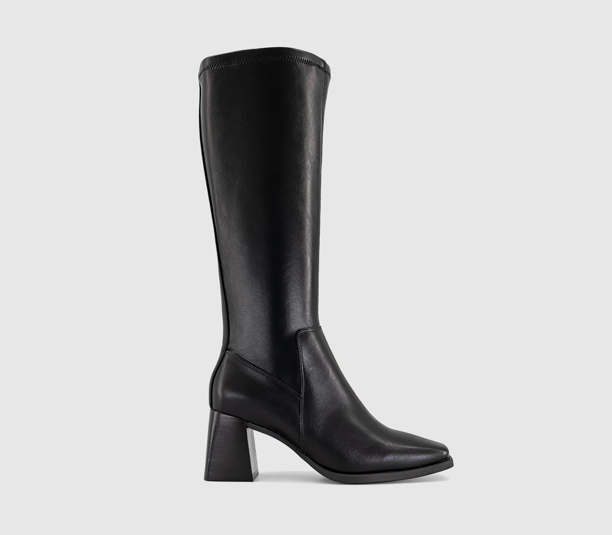 OFFICEKiwi Stretch Leg Block Heel Knee BootsBlack