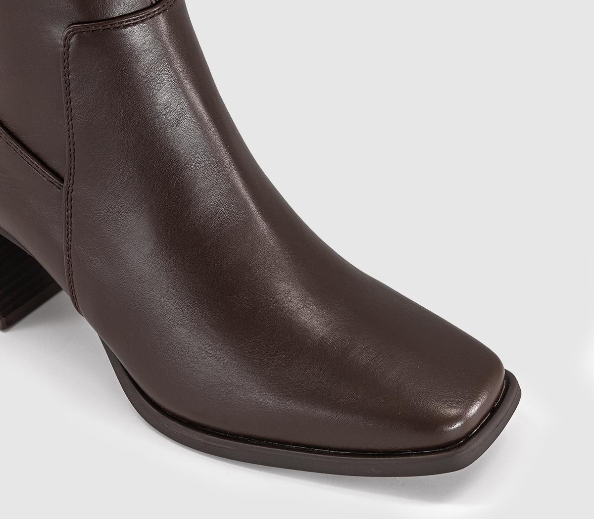 OFFICEKiwi Stretch Leg Block Heel Knee BootsBrown