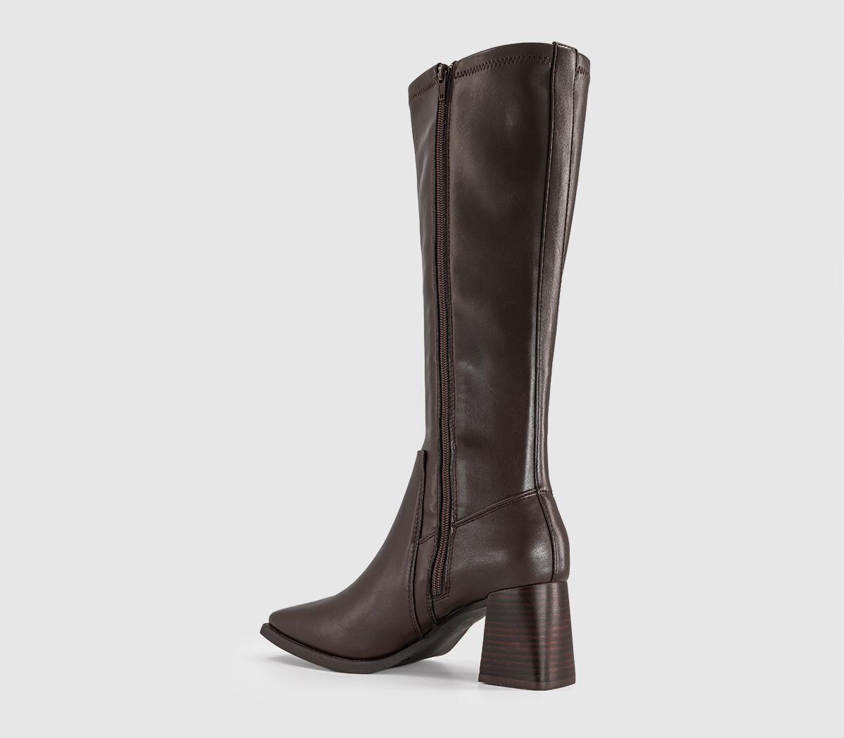 OFFICEKiwi Stretch Leg Block Heel Knee BootsBrown