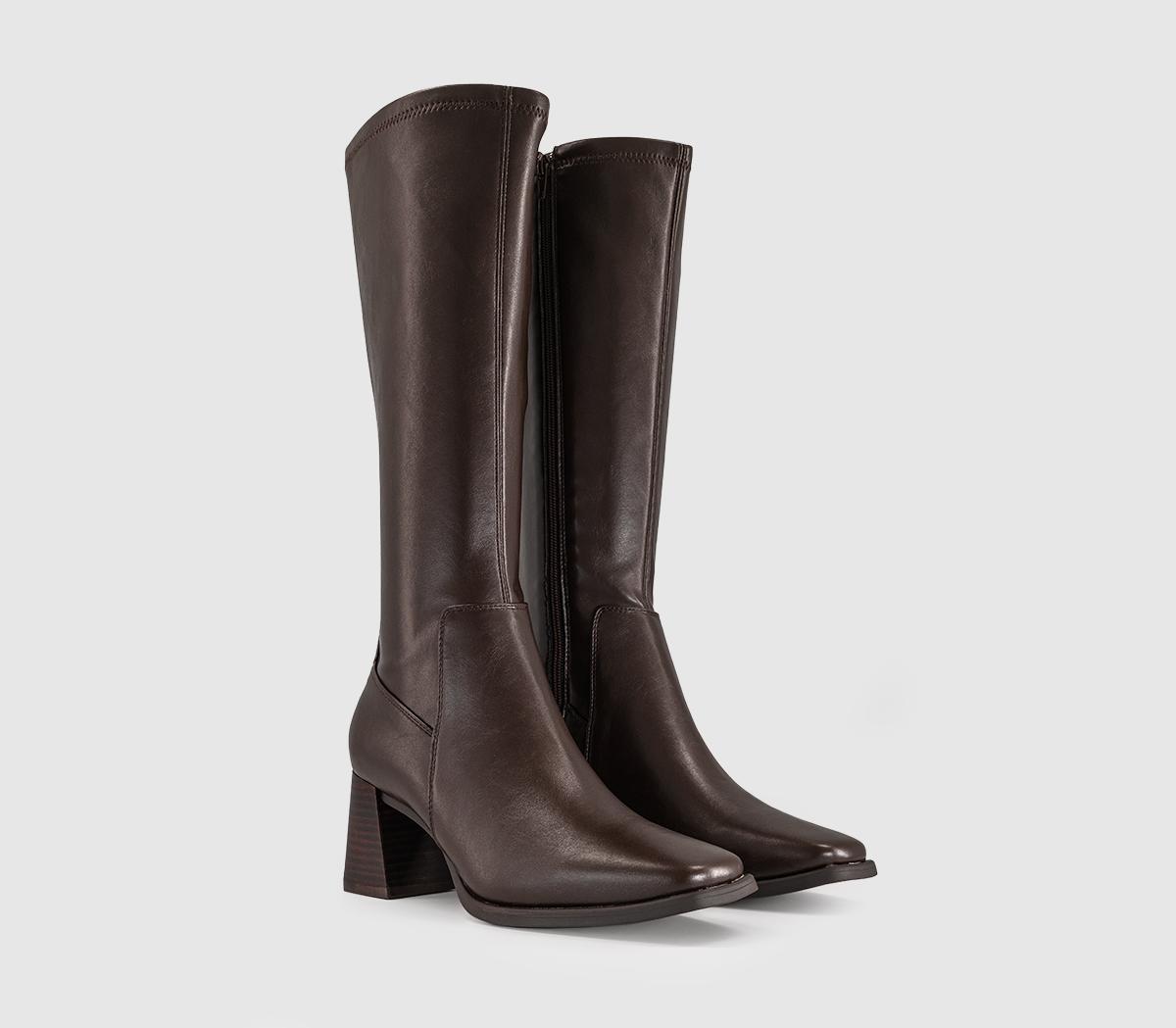 OFFICEKiwi Stretch Leg Block Heel Knee BootsBrown