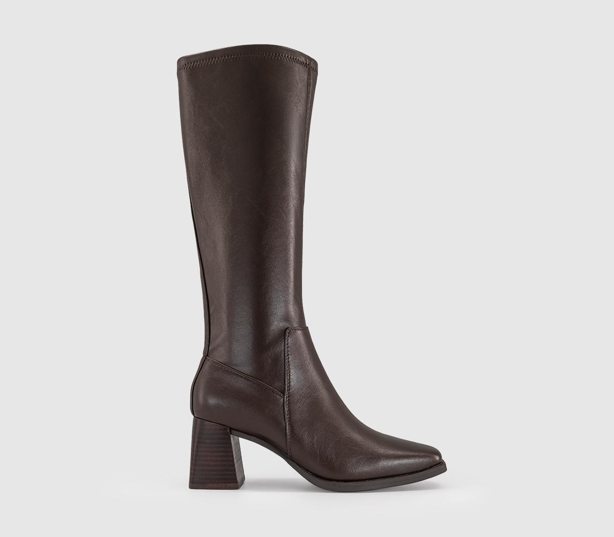 OFFICEKiwi Stretch Leg Block Heel Knee BootsBrown