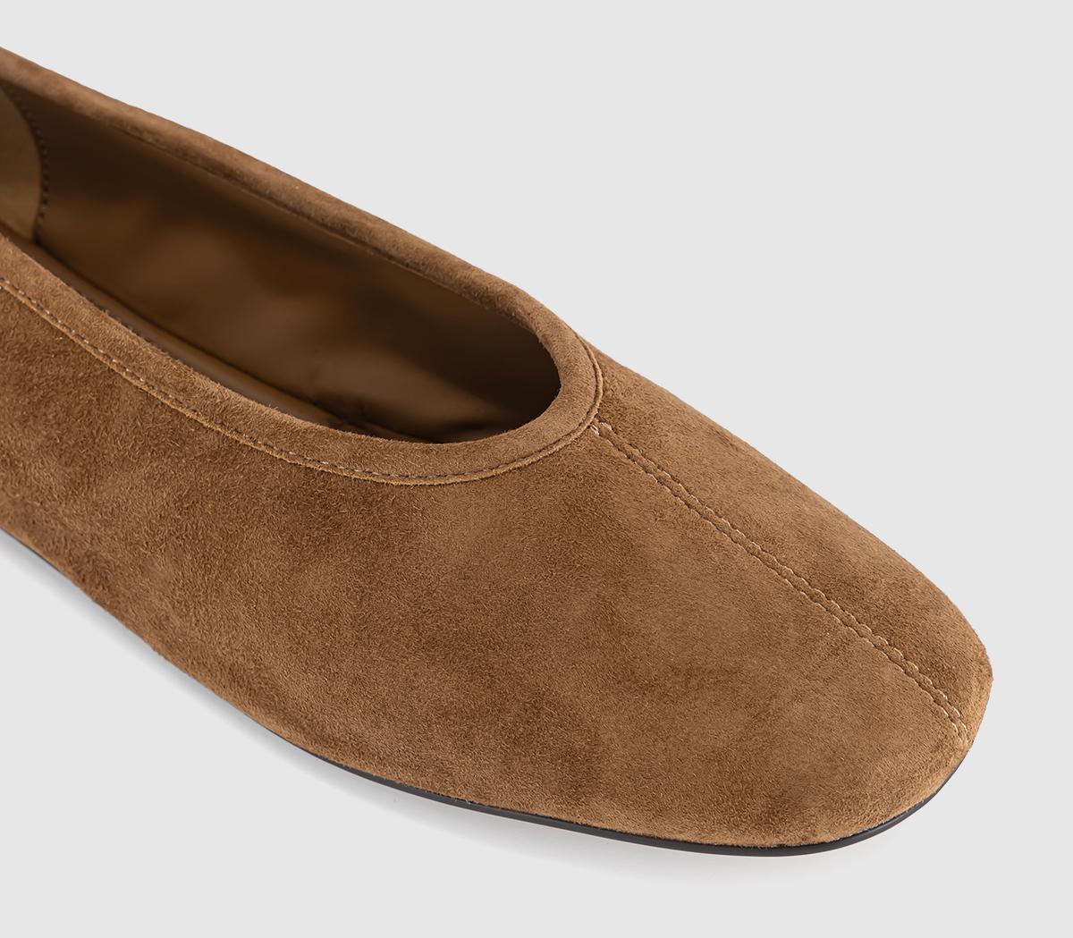OFFICEFebruary High Cut Centre Seam Ballet PumpsTan Suede