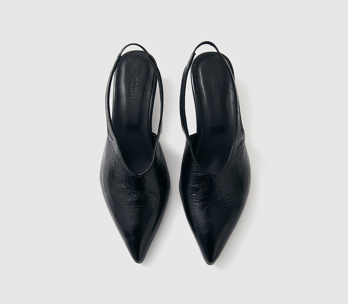ALOHASEros Slingback HeelsBlack Leather