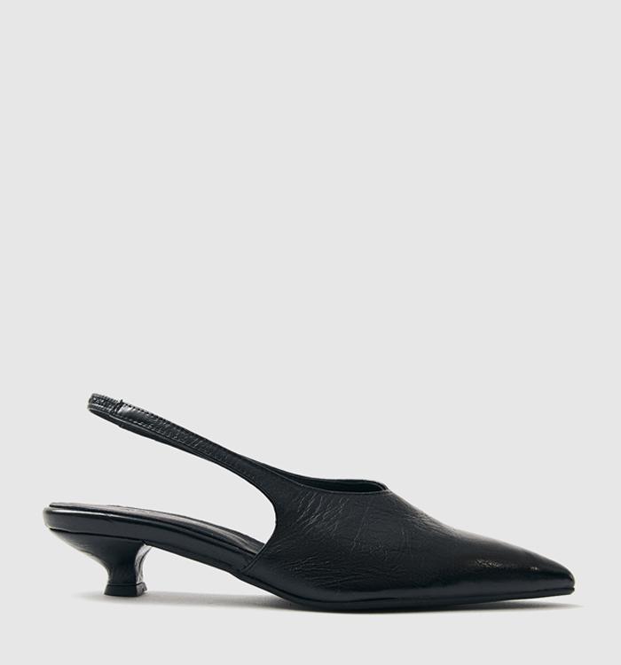 ALOHAS Eros Slingback Heels Black Leather
