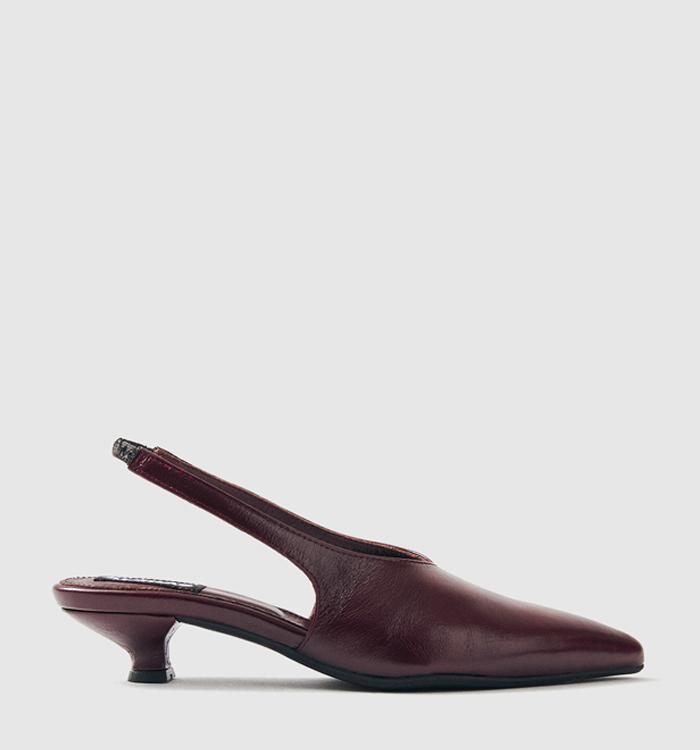 ALOHAS Eros Slingback Heels Burgundy Leather
