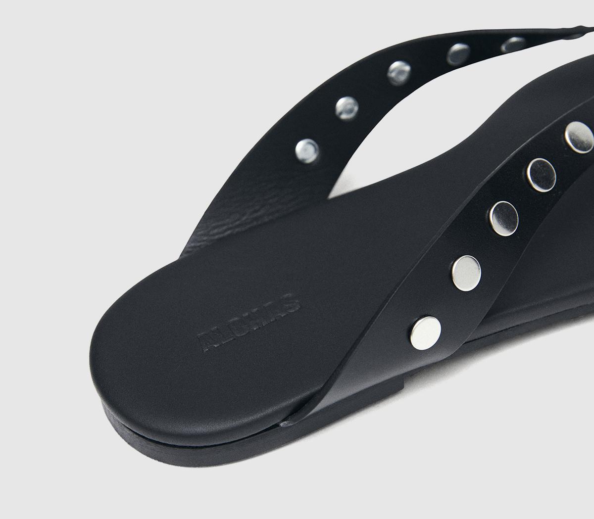 ALOHASOla Stud Flip FlopsBlack Leather