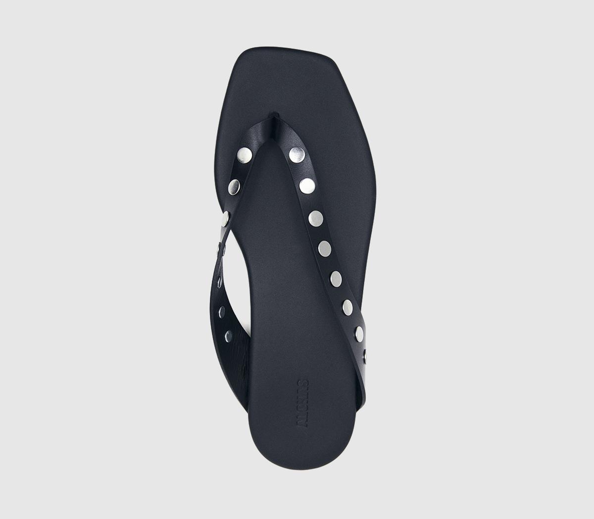ALOHASOla Stud Flip FlopsBlack Leather