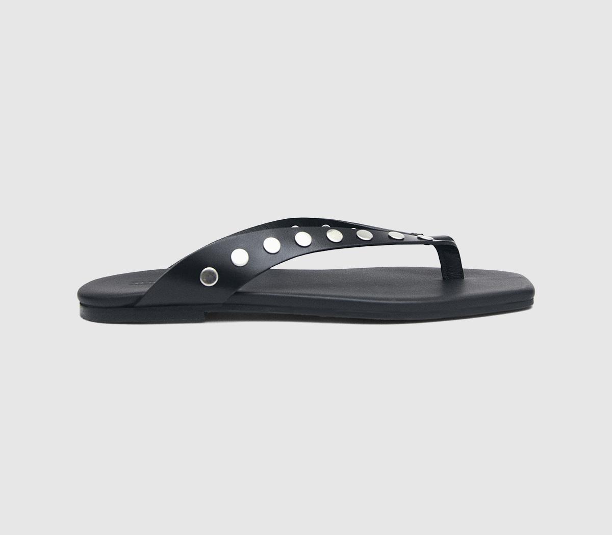 ALOHASOla Stud Flip FlopsBlack Leather
