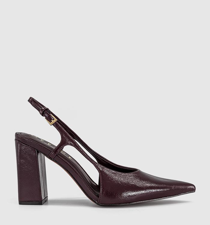 OFFICE Houston Point Block Heel Slingback Court Heel Burgundy