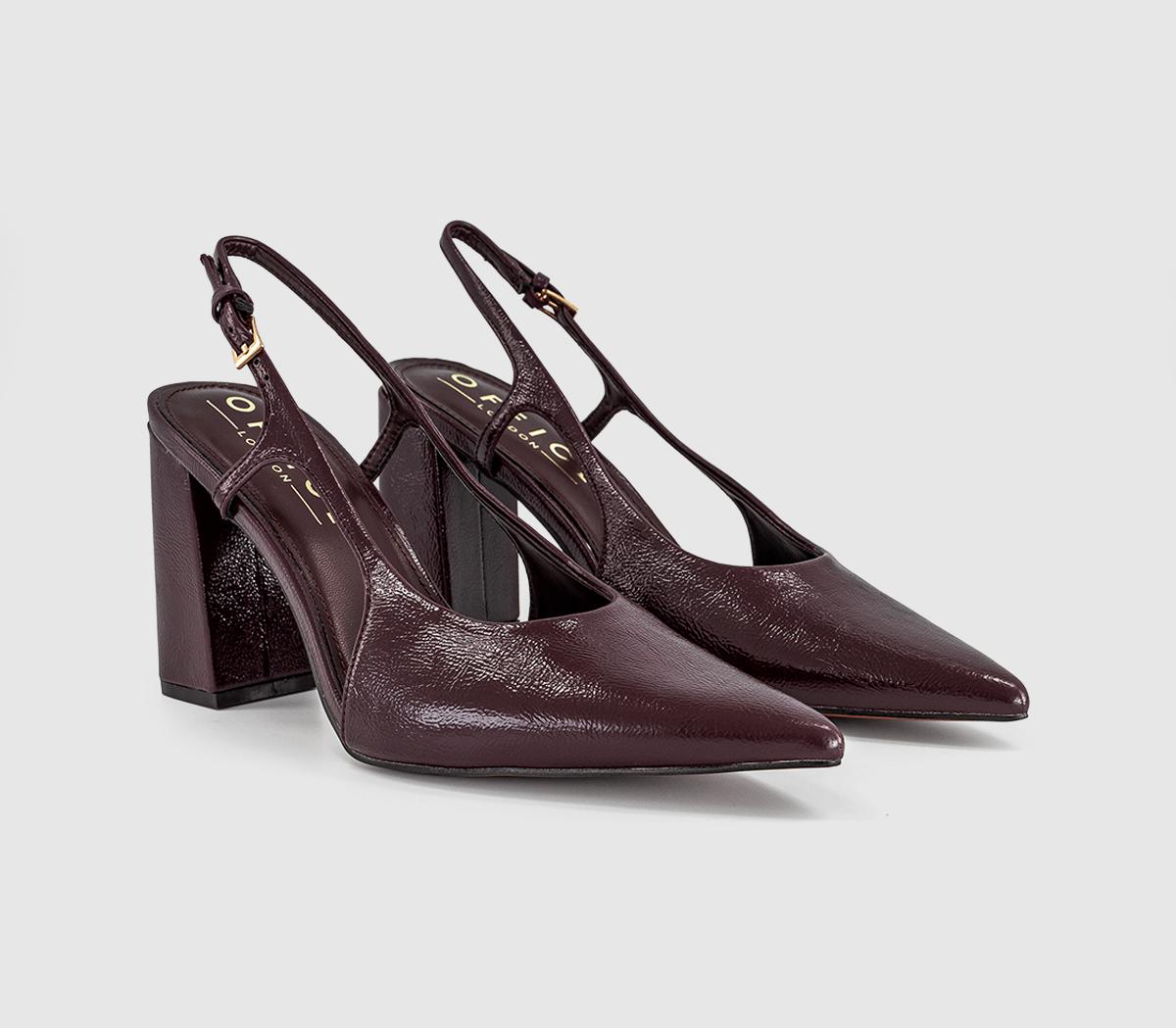 OFFICEHouston Point Block Heel Slingback Court HeelBurgundy