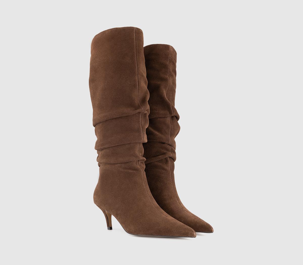 OFFICEKarma Ruched Leg Knee BootsBrown Suede
