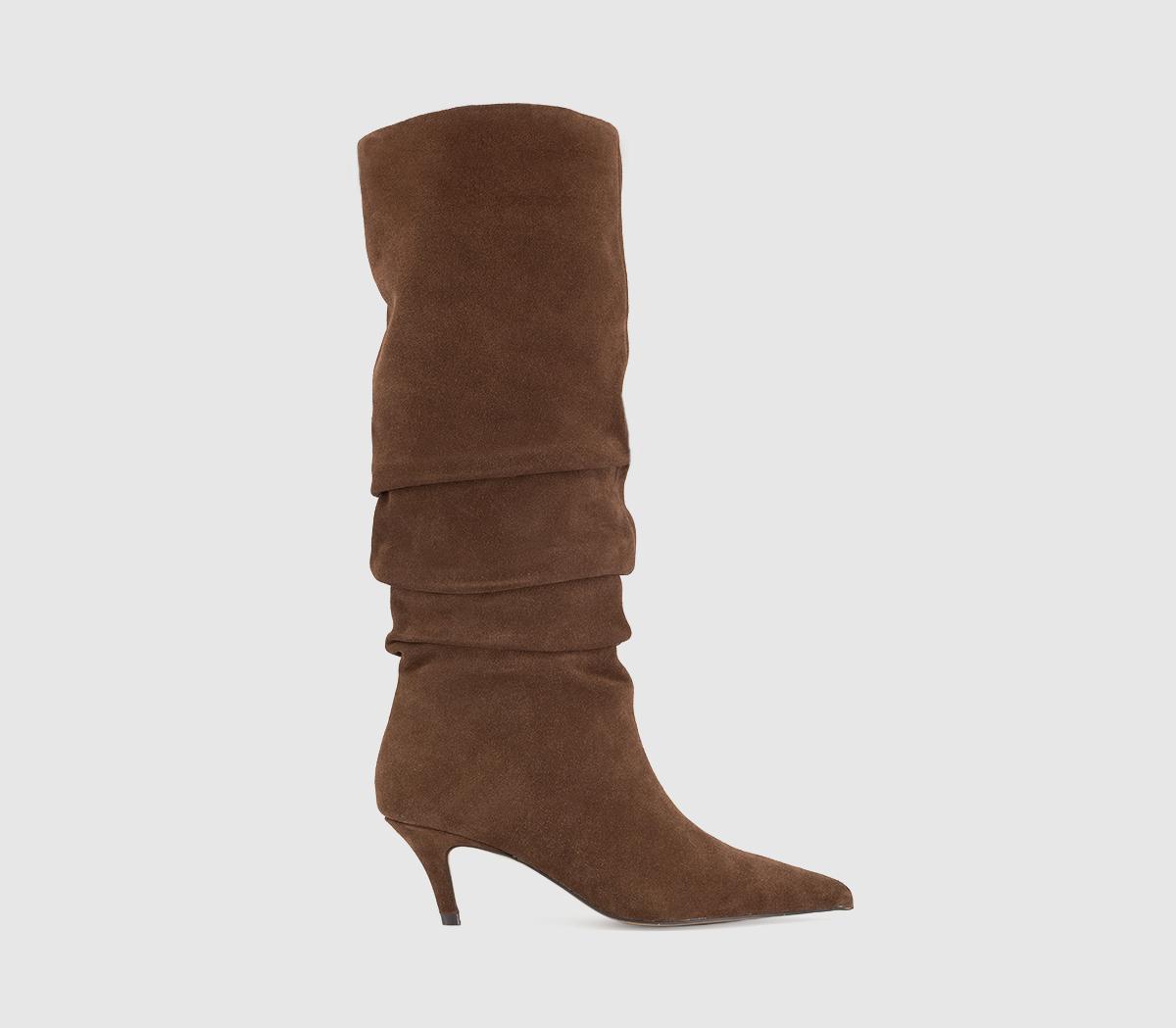OFFICEKarma Ruched Leg Knee BootsBrown Suede