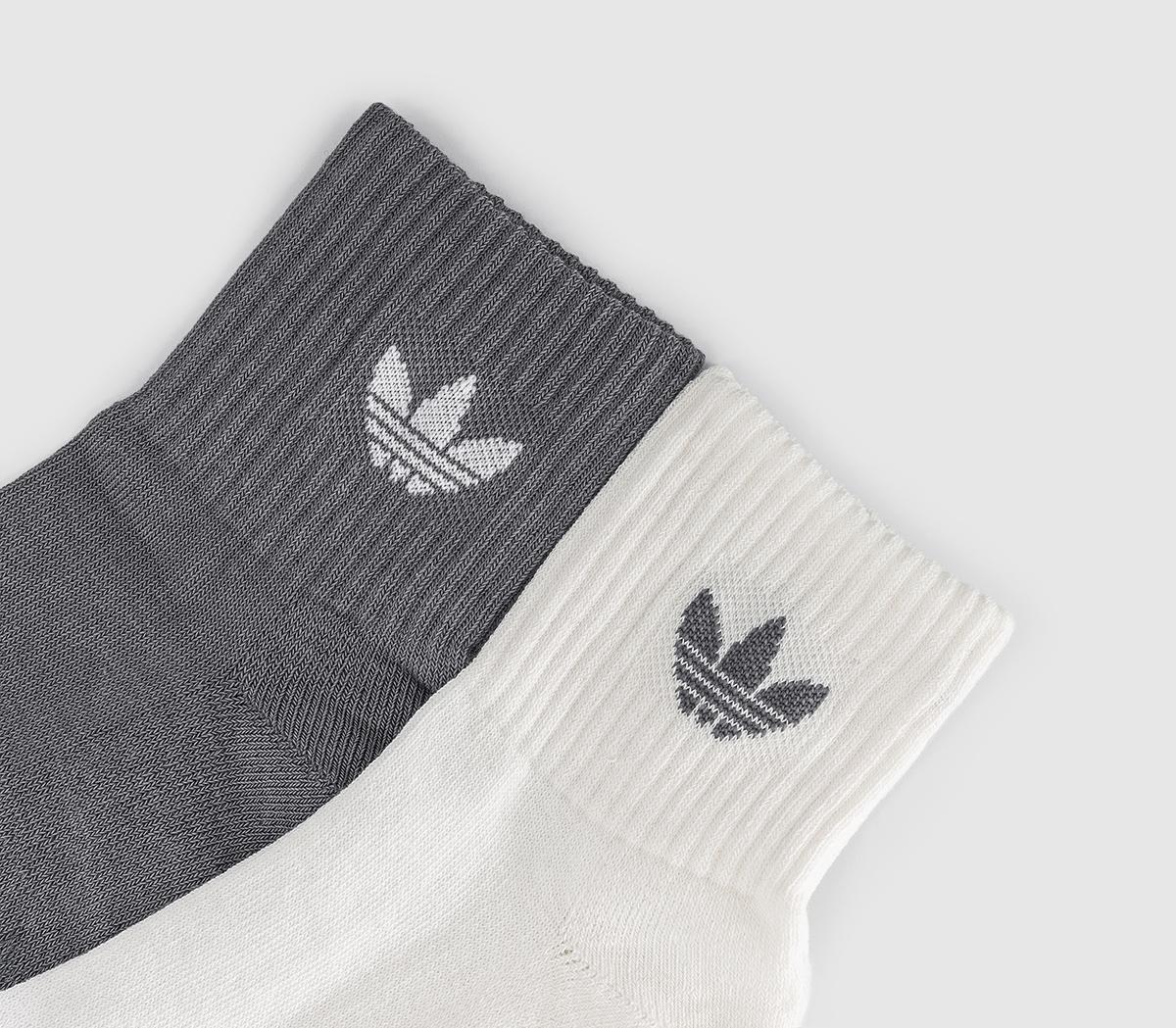 adidasMid Ankle 2 Pack SocksWhite Grey Mm