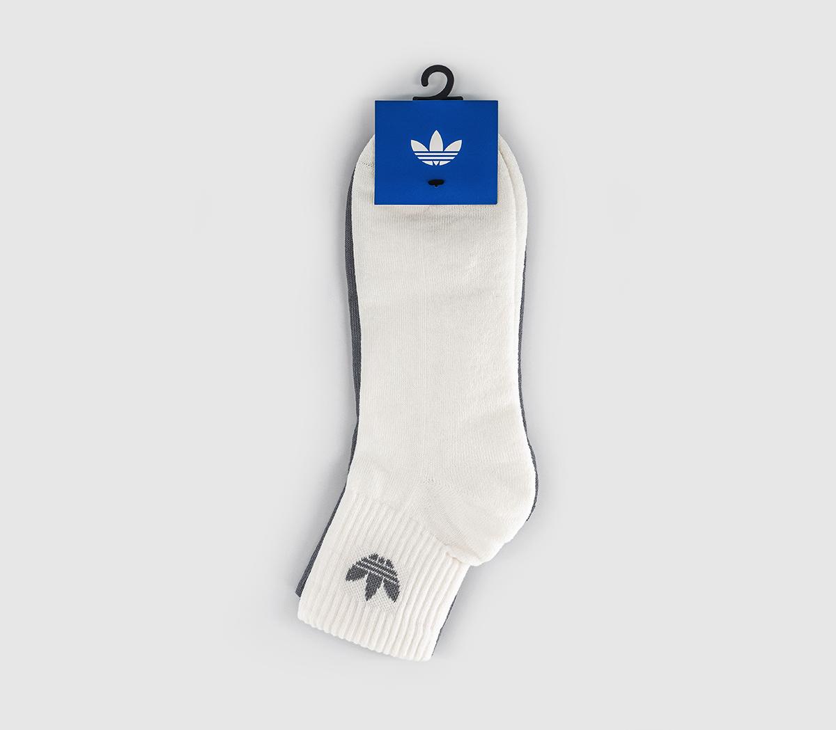 adidasMid Ankle 2 Pack SocksWhite Grey Mm