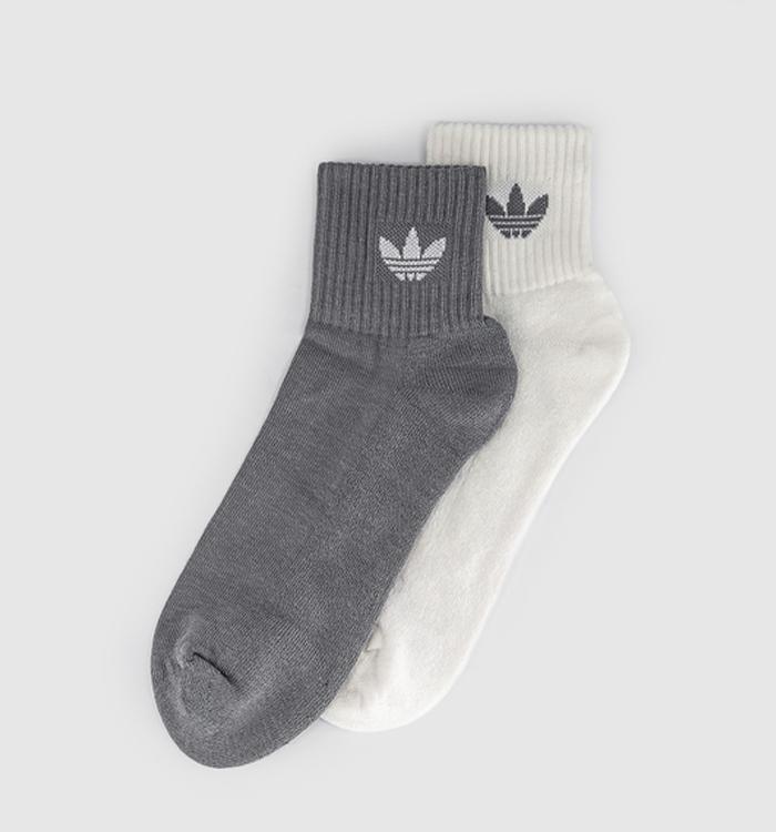 adidas Mid Ankle 2 Pack Socks White Grey Mm