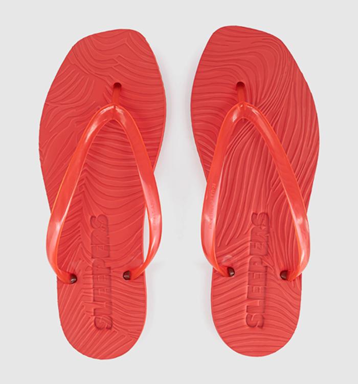 Sleepers Tapered Flip Flops Red Transparent