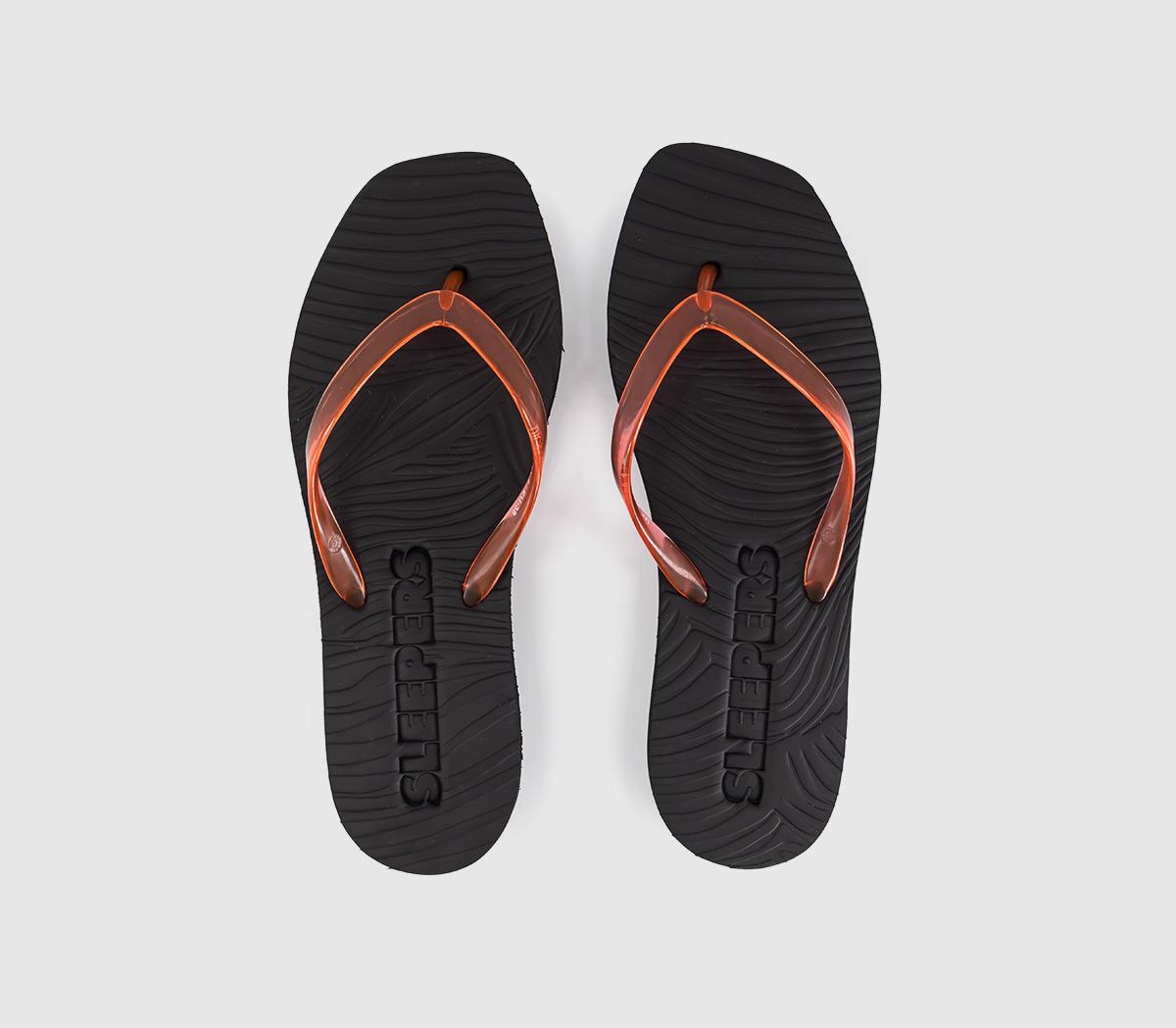 SleepersTapered Platform Flip FlopsBlack Red Transparent