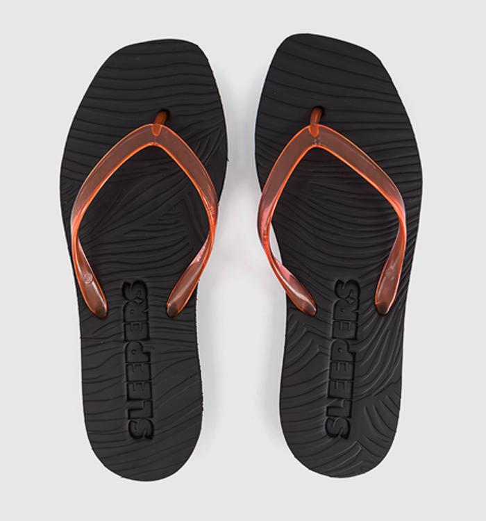 Sleepers Tapered Platform Flip Flops Black Red Transparent