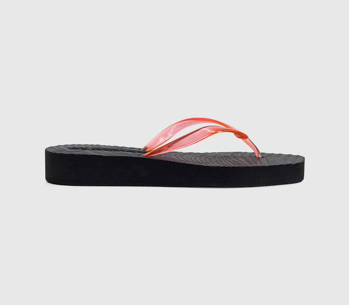 SleepersTapered Platform Flip FlopsBlack Red Transparent