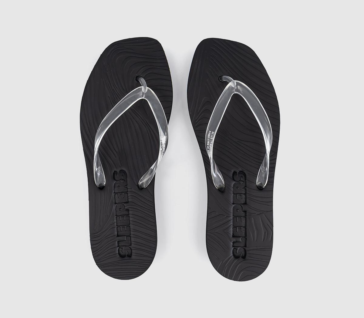 SleepersTapered Platform Flip FlopBlack Clear Transparent