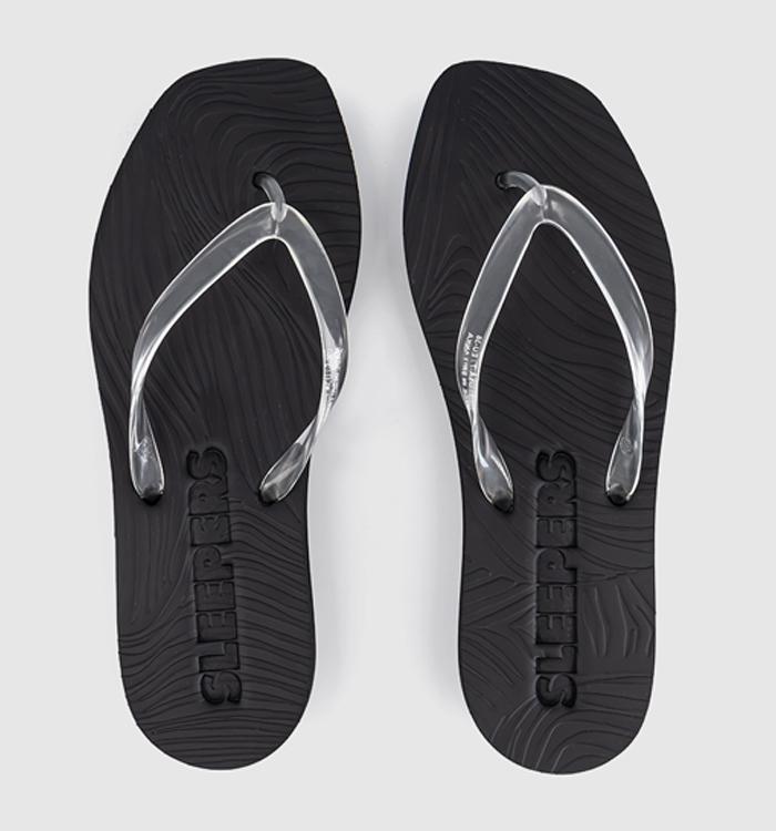 Sleepers Tapered Platform Flip Flop Black Clear Transparent