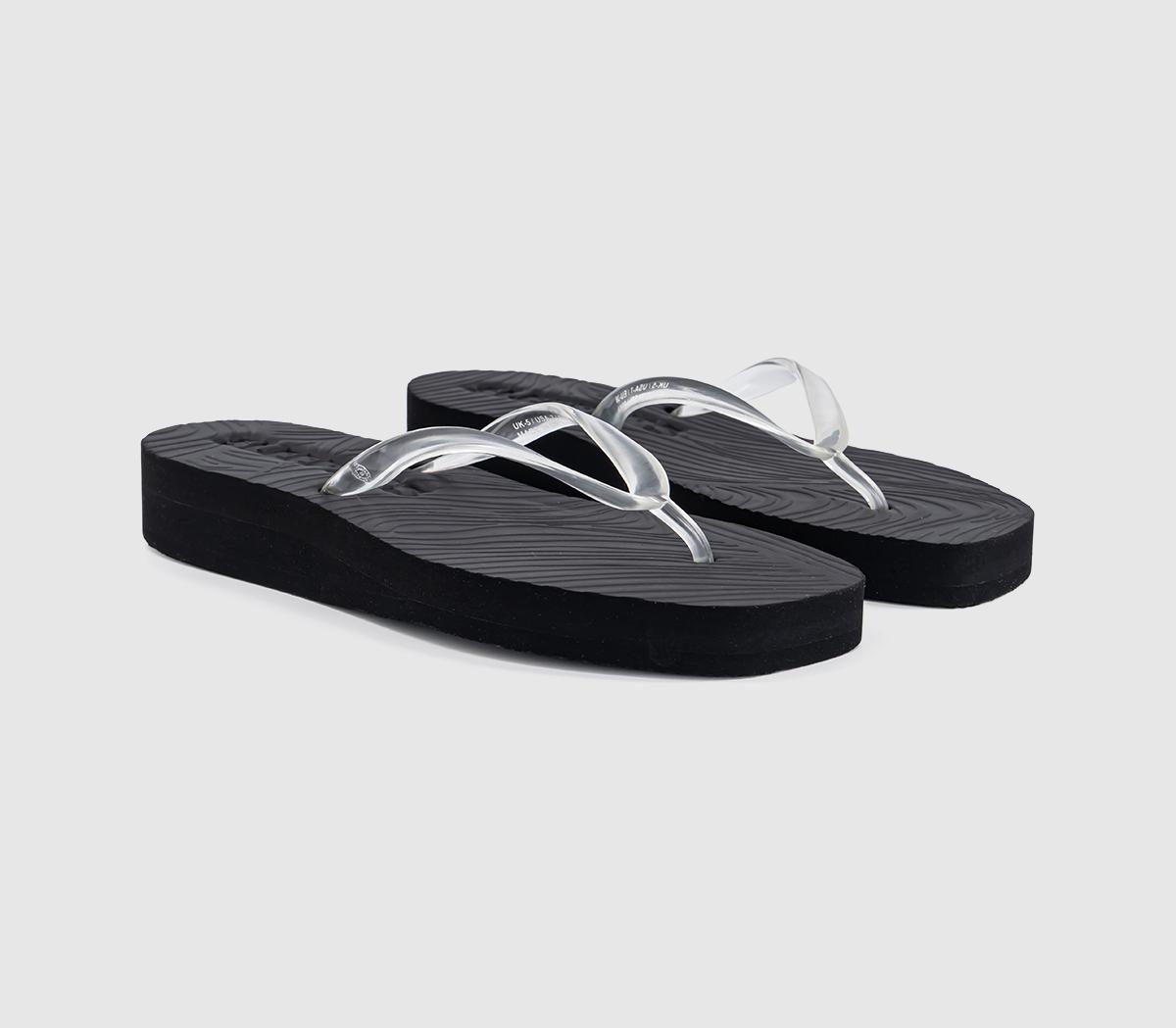 SleepersTapered Platform Flip FlopBlack Clear Transparent