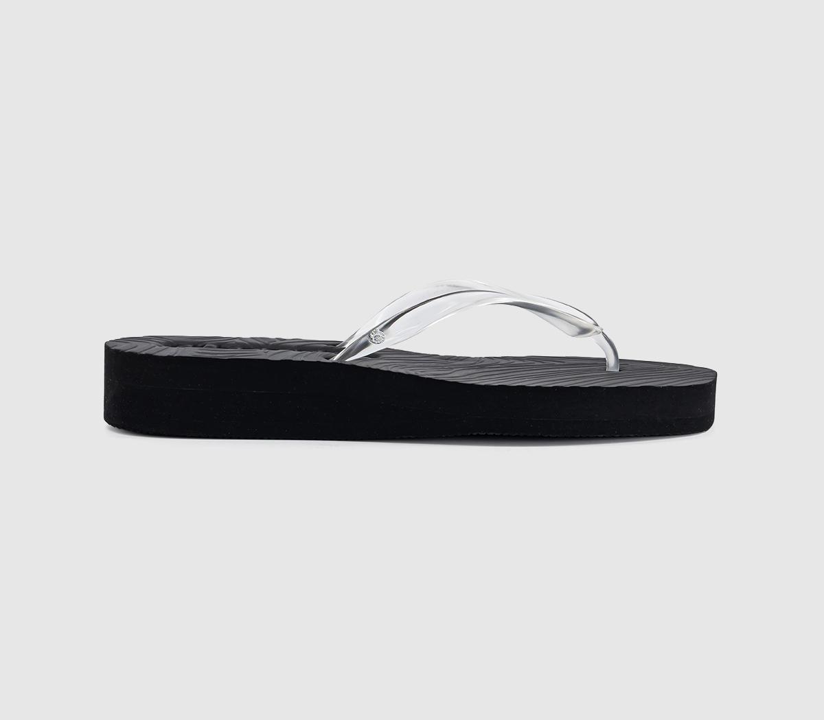 SleepersTapered Platform Flip FlopBlack Clear Transparent