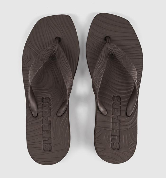 Sleepers High Platform Flip Flops Brown