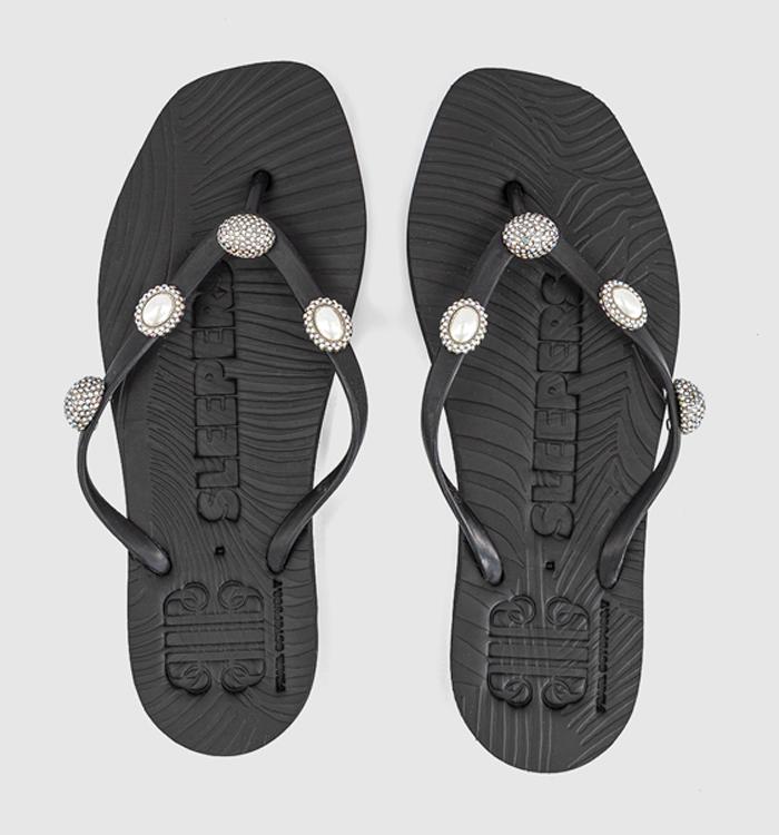 Sleepers Ibiza Diamond Flip Flops Black