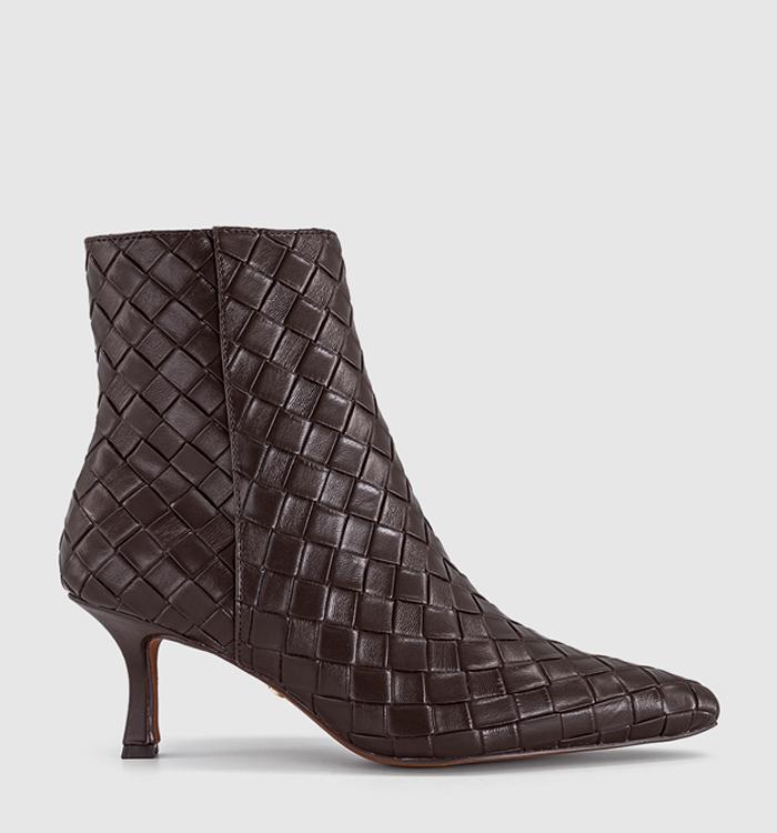 OFFICE Allure Basket Weave Ankle Boots Brown