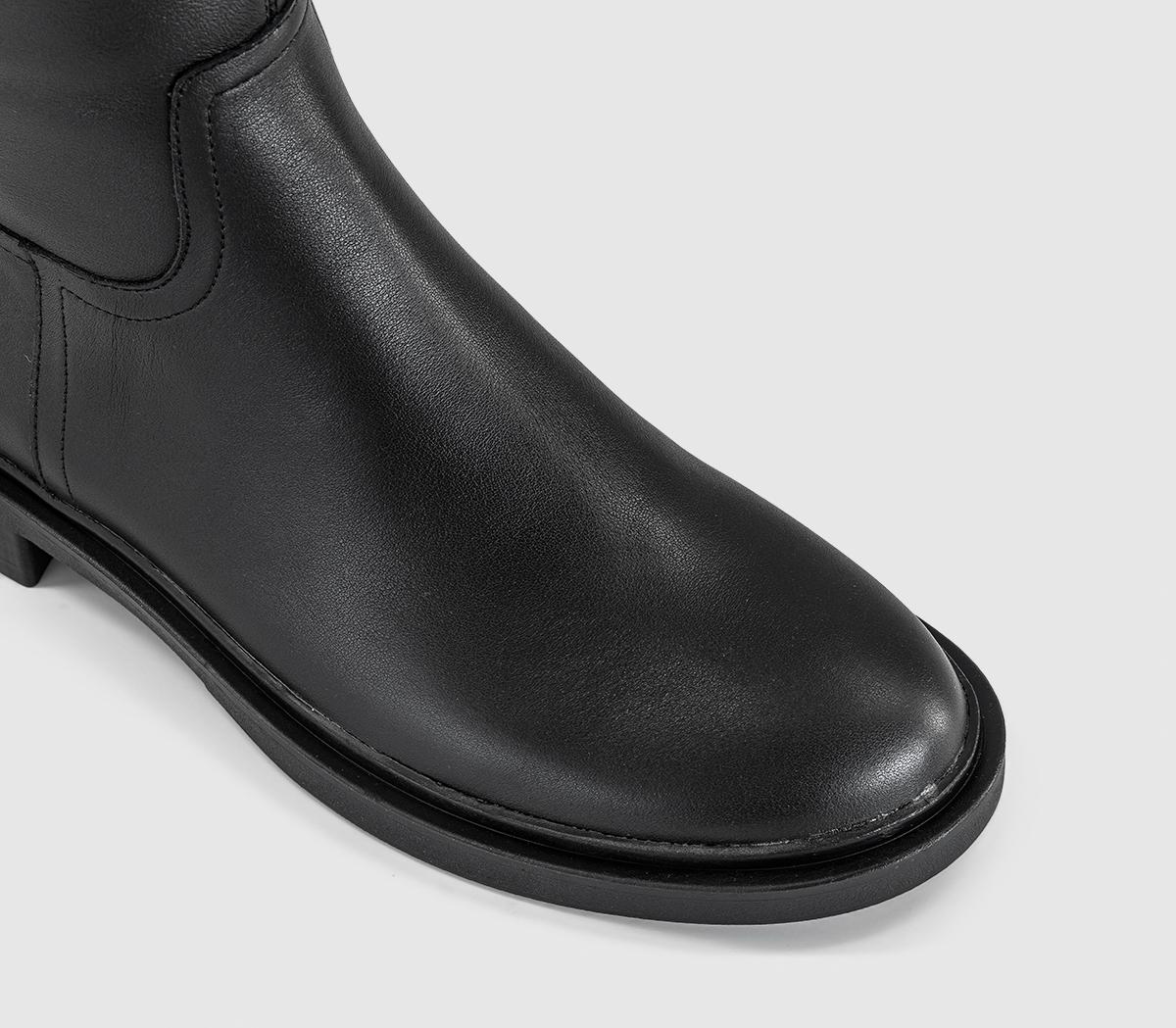 OFFICEKoast Knee High Buckle Detial BootsBlack Leather