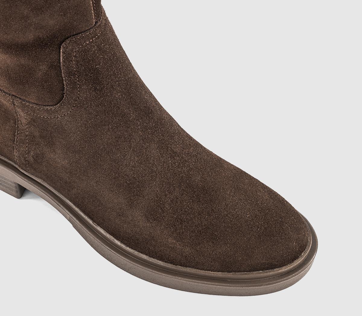 OFFICEKoast Knee High Buckle Detial BootsBrown Suede